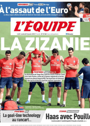 Capa do jornal francês "L'Equipe" sobre problemas de vestiário no PSG - Reprodução - Reprodução