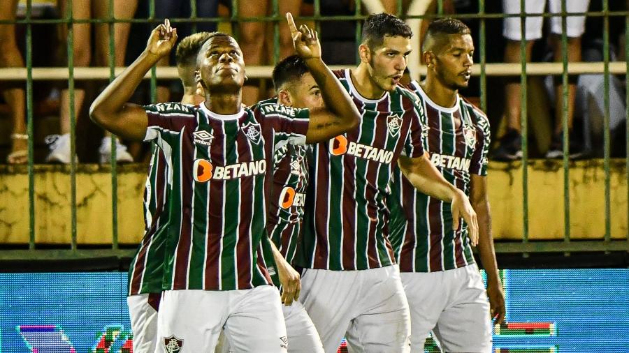 Jhon Arias, do Fluminense, comemora gol marcado contra o Madureira - ALEXANDRE NETO/PHOTOPRESS/ESTADÃO CONTEÚDO