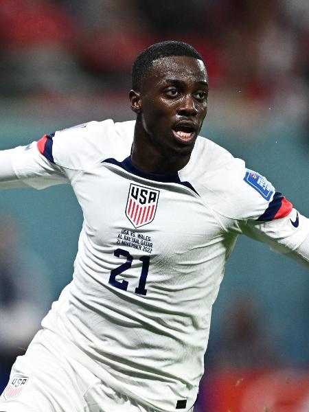 Timothy Weah comemora seu gol pelos Estados Unidos contra Gales na Copa do Mundo - Jewel SAMAD / AFP