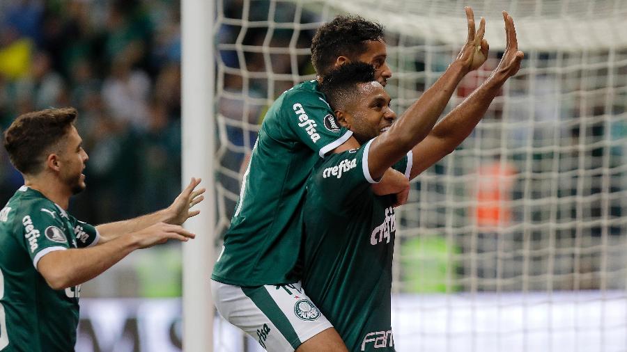 Borja, do Palmeiras, comemora seu gol durante partida contra o Godoy Cruz (ARG) pela Copa Libertadores  - Daniel Vorley/AGIF