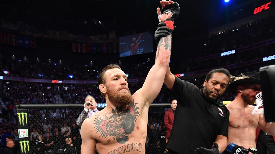 O especulado confronto entre Conor McGregor e Justin Gaethje ainda não foi confirmado oficialmente pelo UFC - Getty Images