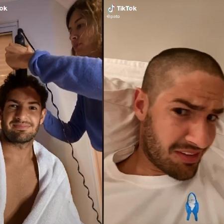 O atacante Alexandre Pato posta vídeo raspando a cabeça no Tik Tok - Reprodução/Tik Tok/@pato