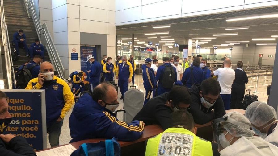 Delegação do Boca Juniors teve um pequeno problema na chegada ao Aeroporto de Confins - Divulgação