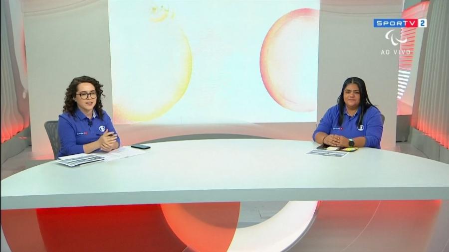 Natália Lara e Carla da Mata em transmissão do SporTV - Reprodução