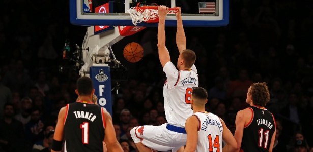 Kristaps Porzingis voltou a ser o destaque dos Knicks - Adam Hunger/USA TODAY Sports