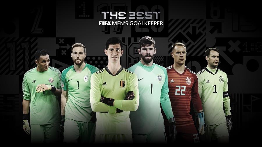 Fifa listou Alisson, Courtois, Navas, Neuer, Oblak e Ter Stegen como finalistas ao prêmio de melhor goleiro do mundo - Reprodução/Twitter