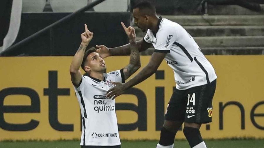 Gustavo Mosquito comemora gol do Corinthians contra o Sport Huancayo pela Sul-Americana - BETO MILLER/AM PRESS & IMAGES/ESTADÃO CONTEÚDO