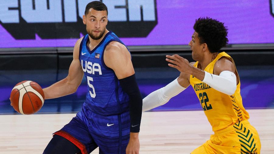 LaVine em ação pela seleção de basquete dos Estados Unidos - ETHAN MILLER/Getty Images via AFP