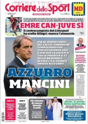 Imprensa coloca técnico do Zenit entre os favoritos; para jornal Corriere dello Sport, treinador está "na pole" da disputa - Corriere dello Sport/Reprodução