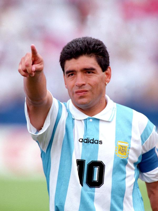 Diego Maradona com a camisa da selação argentina na Copa de 1994