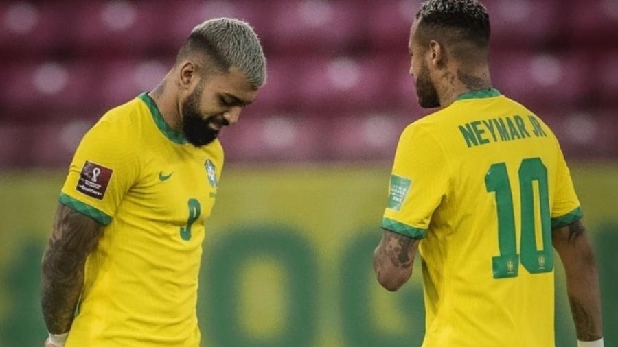 Gabigol publicou foto ao lado de Neymar e ironizou críticas sobre físico do companheiro - Reprodução/Instagram