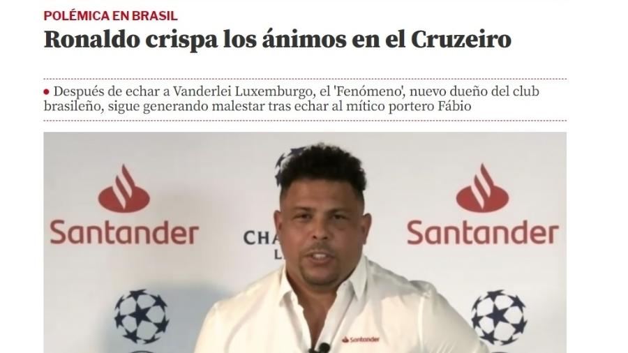 Jornal "Mundo Deportivo" repercutiu a saída do goleiro Fábio, ídolo do Cruzeiro - Reprodução/MundoDeportivo