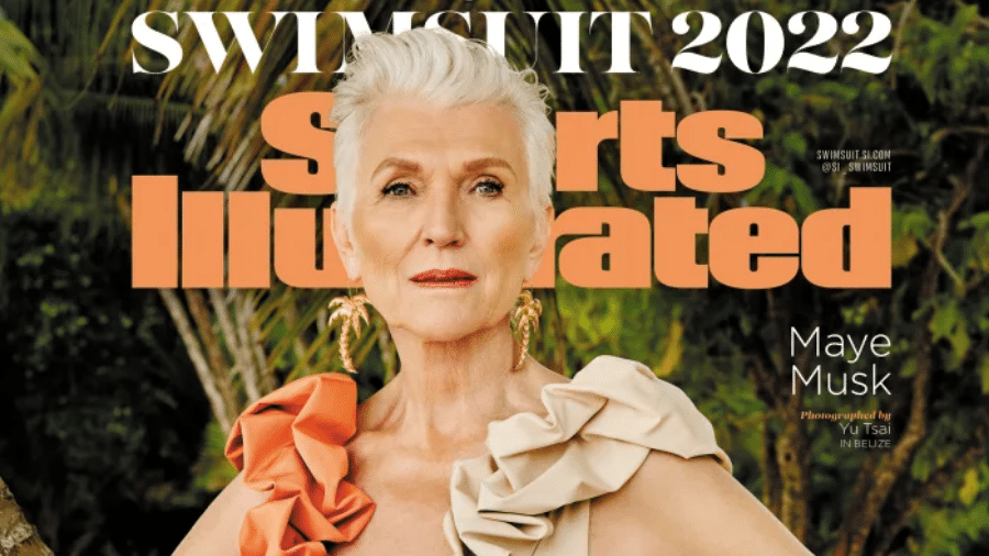 A modelo Maye Musk, mãe do empresário Elon, foi capa da revista "Swimsuit", da Sports Illustrated, aos 74 anos - Divulgação/Sports Illustrated