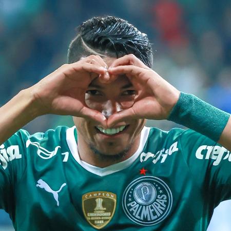 Rony, do Palmeiras, comemora seu gol durante partida contra o Deportivo Táchira na Libertadores - Marcello Zambrana/AGIF