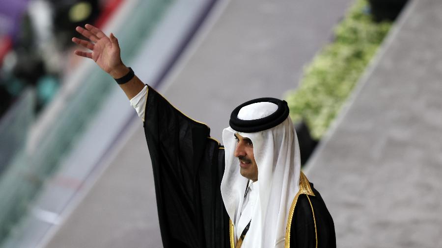 Tamim bin Hamad Al Thani, emir do Qatar, na cerimônia de abertura da Copa do Mundo do Qatar  - Mohamed Farag/Getty Images