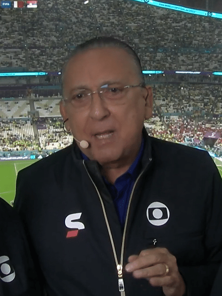 Galvão Bueno em sua última estreia de seleção brasileira em Copas do Mundo na Globo - Reprodução/Globo