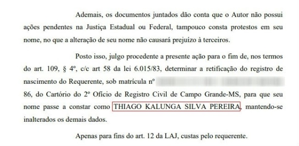 Torcedor conseguiu na Justiça direito de adicionar "Kalunga" ao nome - Reprodução - Reprodução