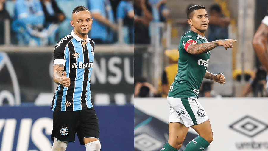 Everton e Dudu são os protagonistas de Grêmio e Palmeiras na temporada - Pedro H. Tesch/AGIF