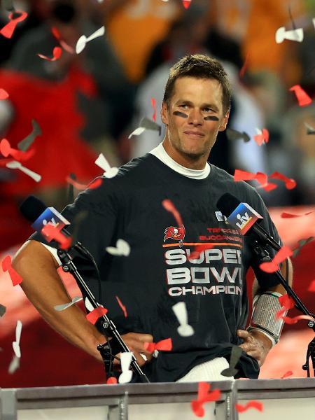 Tom Brady, após a conquista do Super Bowl pelo Tampa Bay Buccaneers - Mike Ehrmann/Getty Images
