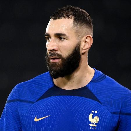 Karim Benzema, da França, em treino para a Copa do Mundo do Qatar - FRANCK FIFE / AFP