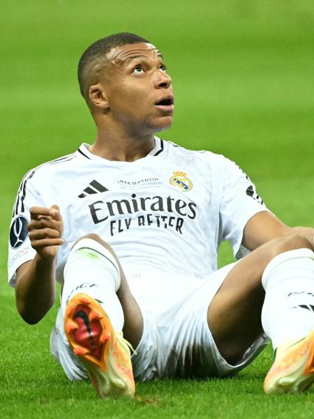 Kylian Mbappé, do Real Madrid, durante a Supercopa da Europa