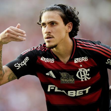 Pedro comemora gol do Flamengo sobre o Corinthians em confronto do Brasileirão