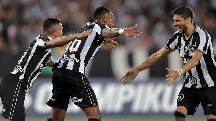 Jogadores do Botafogo comemoram o gol de Alex Santana contra o Fortaleza - Thiago Ribeiro/AGIF