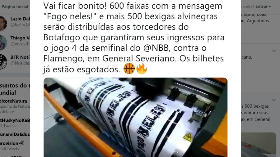 Botafogo cancela ação junto a torcida depois de repercussão negativa - Reprodução Instagram