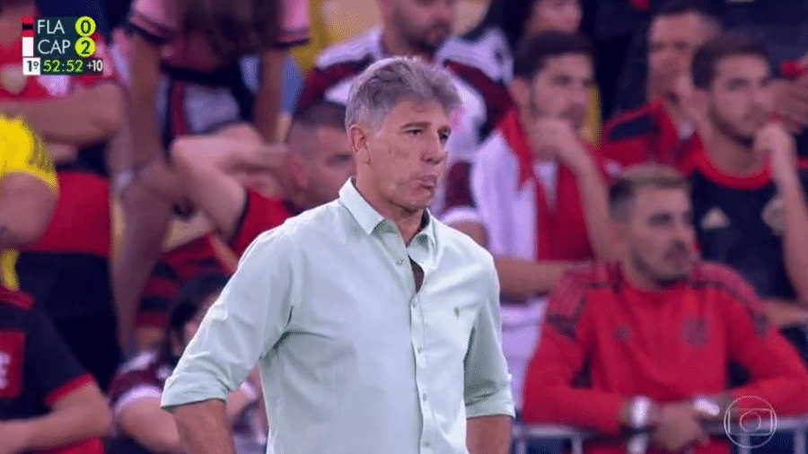 Renato Gaúcho durante a partida entre Flamengo e Athletico-PR na Copa do Brasil - Transmissão
