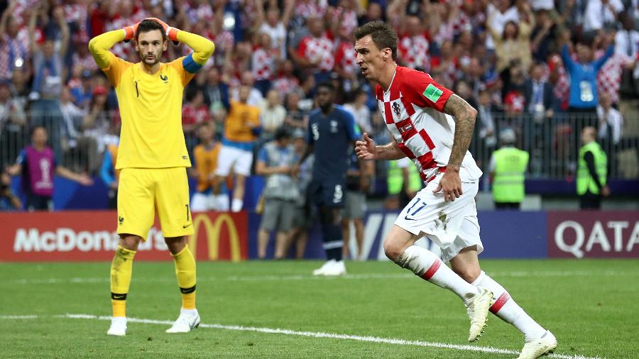 Mandzukic comemora seu gol na final da Copa de 2018 - Tim Goode - EMPICS/PA Images via Getty Images