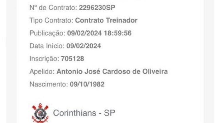 António Oliveira foi inscrito no BID da CBF segundos antes de 19h (de Brasília)