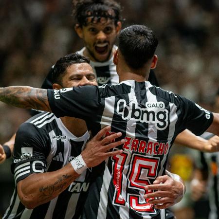 Jogadores do Atlético-MG comemoram gol de Zaracho sobre o Sport, pela Copa do Brasil