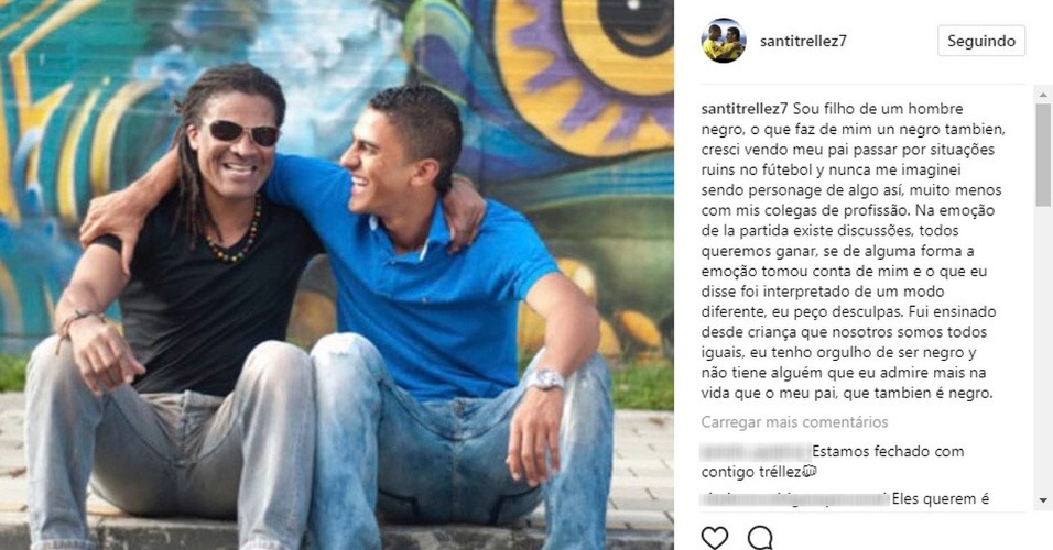 Acusado de racismo no BaVi, Trelléz posta foto de "pai 