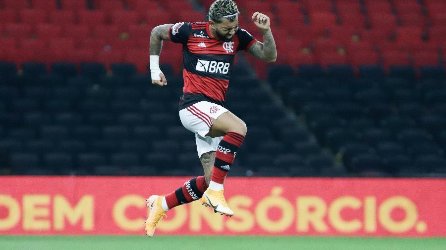 Gabigol comemora seu gol durante partida entre Flamengo x São Paulo  - RUDY TRINDADE/ESTADÃO CONTEÚDO