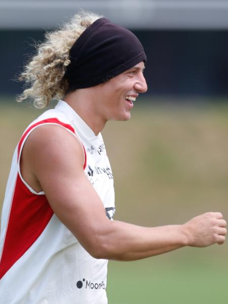 David Luiz durante treino do Flamengo no Ninho do Urubu