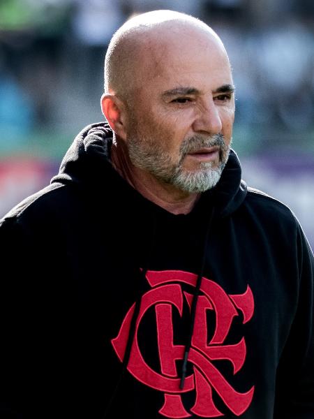 O técnico Jorge Sampaoli, do Flamengo, no jogo contra o Coritiba, pelo Brasileirão