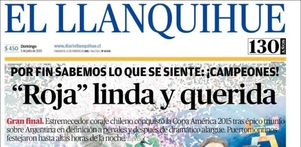 Capa do diário "El Llanquihue" ironiza música de provocação da torcida argentina - Reprodução