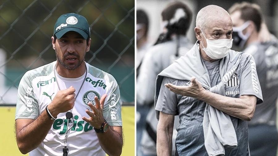 Abel Ferreira, técnico do Palmeiras, e Jesualdo Ferreira, ex-Santos - Cesar Greco/Palmeiras e Ivan Storti/Santos FC