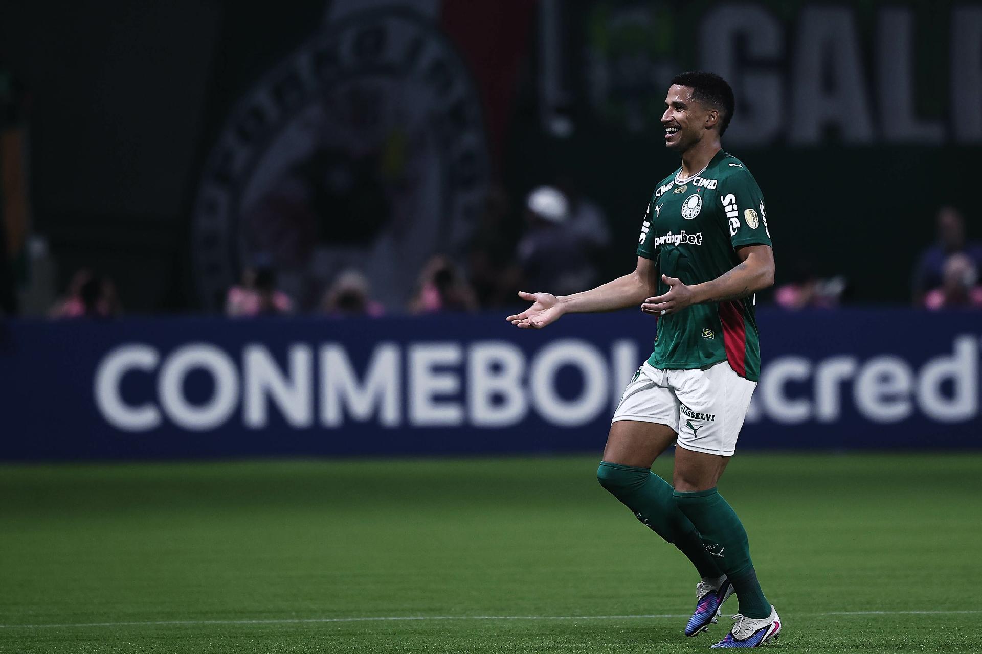 Murilo, do Palmeiras, comemora o gol contra o Sporting Cristal, pela Copa Libertadores - undefined