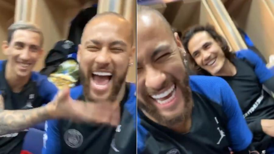Neymar com os companheiros de PSG Di María e Cavani - Reprodução/Instagram