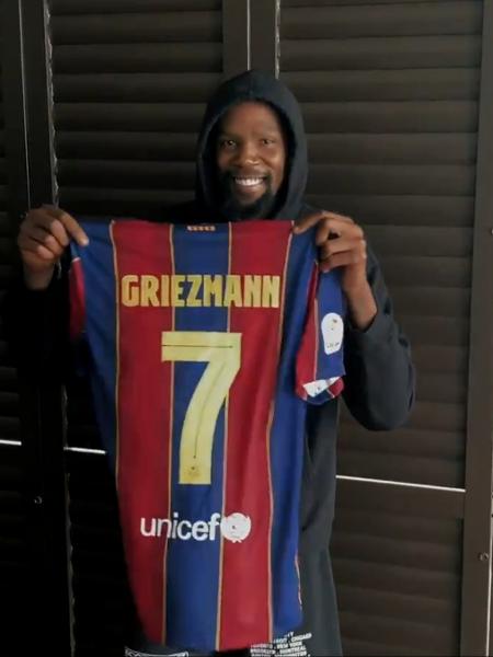 Kevin Durant anuncia Griezmann como novo camisa 7 do Barcelona - Reprodução/Twitter