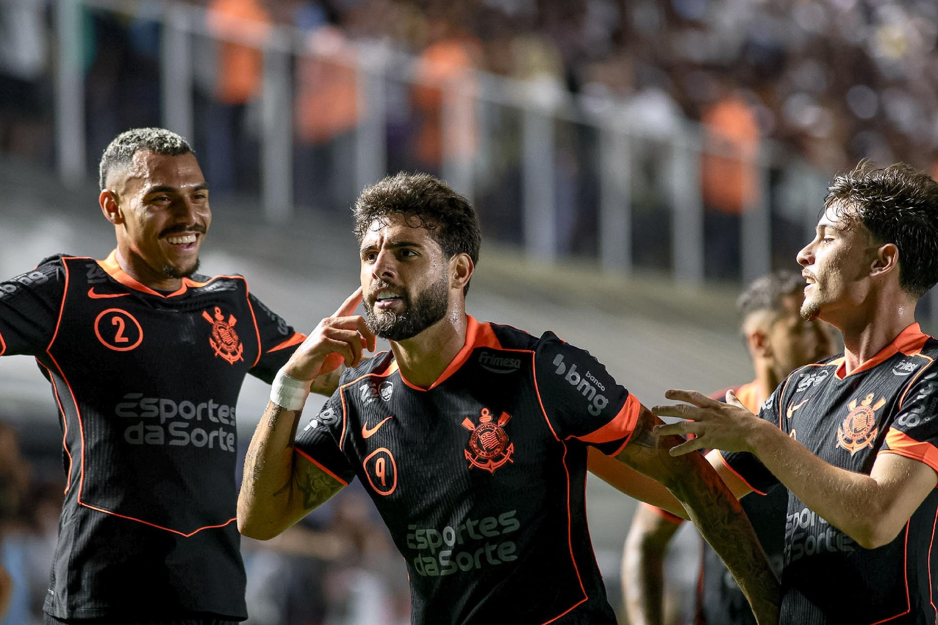 Yuri Alberto comemora gol marcado pelo Corinthians contra o Santos no Paulistão - undefined