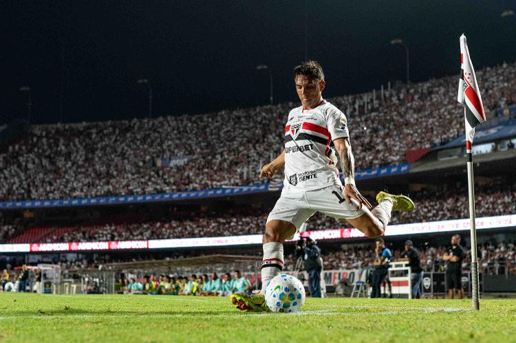 Enzo Díaz, durante clássico entre São Paulo e Palmeiras, pelo Brasileirão 2026