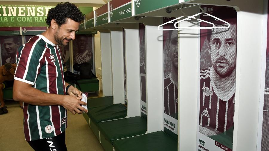 Fred visita vestiário em Laranjeiras, sede do Fluminense - Mailson Santana/Fluminense FC