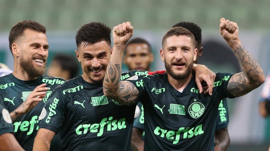 Willian e Zé Rafael comemoram gol do Palmeiras no Allianz Parque - Cesar Greco