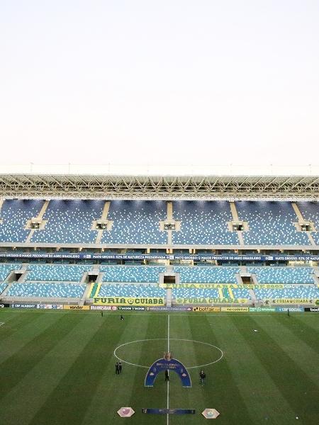 Vista geral do estádio Arena Pantanal para partida entre Cuiabá e Flamengo, pelo Campeonato Brasileiro de 2021. - Gil Gomes/AGIF