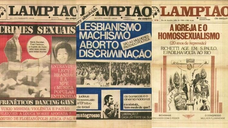 Covers of some editions of the newspaper Lampião da Esquina - Reproduction Centro de Documentação Prof.  Dr.  Luiz Mott / Dignidade Group - Reproduction Prof. Documentation Center.  Dr.  Luiz Mott / Dignity Group