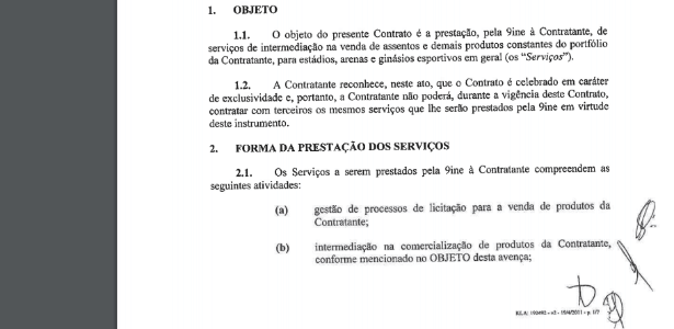 Contrato entre 9ine e Marfinite tinha como objeto a intermediação da venda de cadeiras e outros produtos - Reprodução - Reprodução