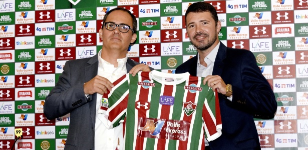 Abad apresenta a Valle como parceira ao lade de Cesar Malta, presidente da empresa - Mailson Santana/Fluminense