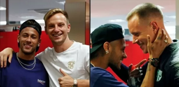 Neymar reencontra companheiros de Barcelona - Reprodução - Reprodução